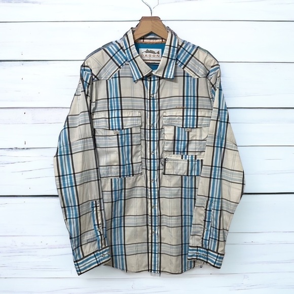 Dagon Other - Dagon Men's Western Madres Blue Performance UPF 30+  Fishing Shirt, XL